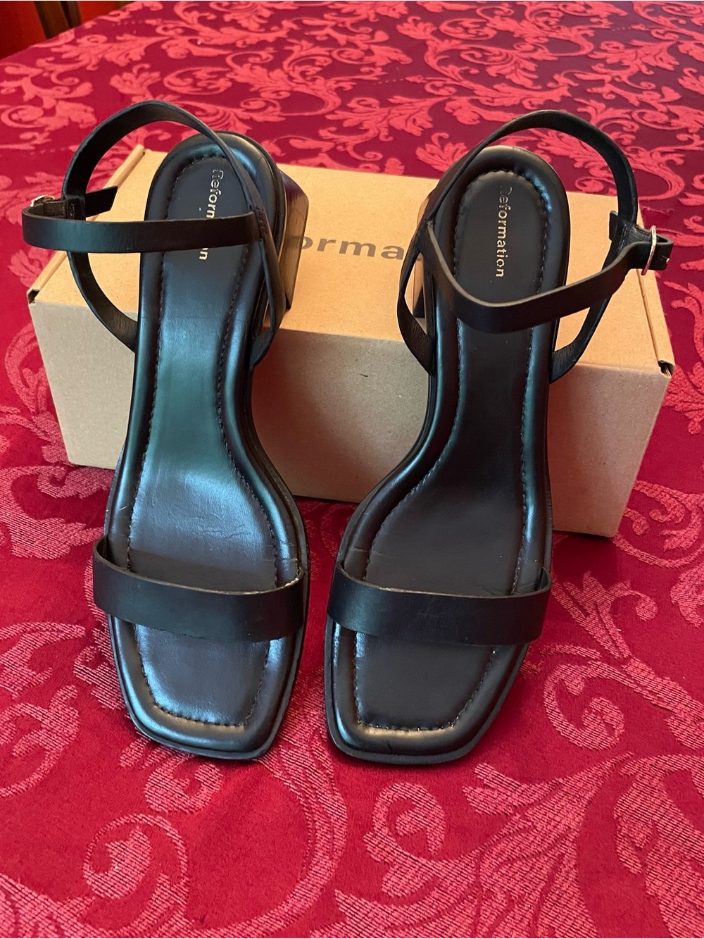 Reformation Black Stephanie Heeled Sandals